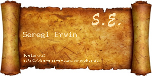 Seregi Ervin névjegykártya