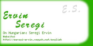 ervin seregi business card